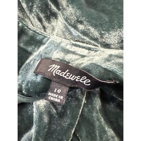 Madewell Velvet Pleated Wide-Leg Pants Smoky Spruce Green | Size 10 - Picture 14 of 16